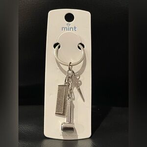 Mint Silver Hair Styling Charm Keychain